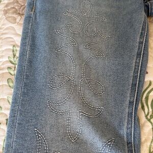 Rock & Roll Stylish Blue Embroidered Women Jeans 29x34. Embroidered dedign